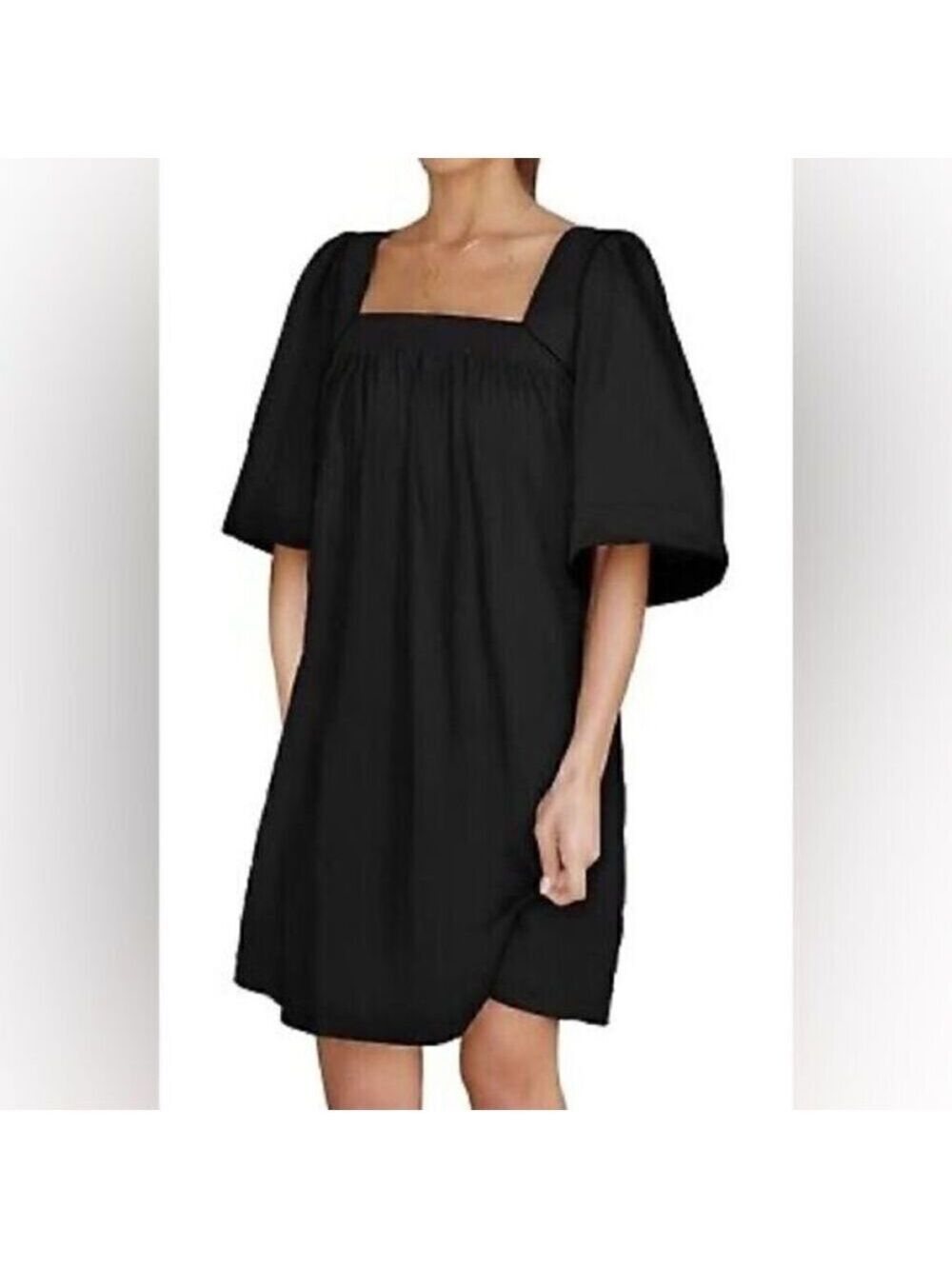 BELONGSCI Women's Square Neck Half Sleeve Mini Dress